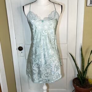 Light Blue Lacey Nightgown Strappy Soft Lingerie Slip Dress Nightie Size Medium